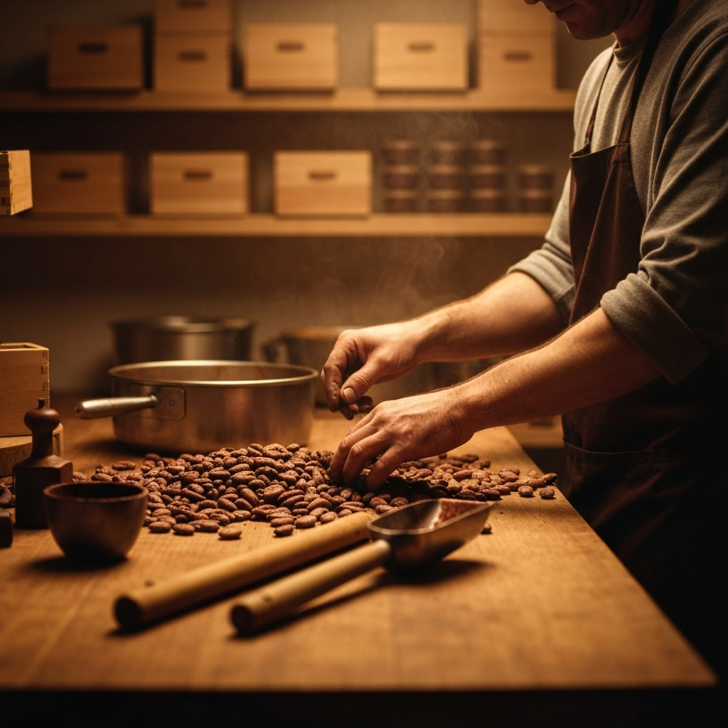 Artisan chocolate making process